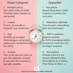 a pink and blue poster with an alarm clock on it's side next to the words in french