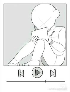 a drawing of a person sitting on the ground with their legs crossed and holding a piece of paper