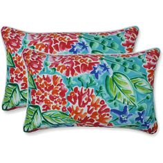 two pillows with colorful flowers on them