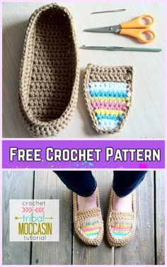 crochet patterns for shoes and slippers with text overlay that says free crochet pattern