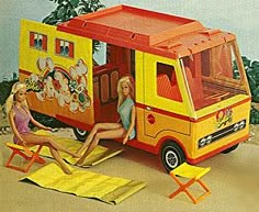 an advertisement for barbie's ice cream truck