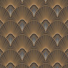 an art deco fan pattern in gold and black