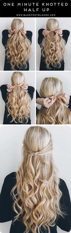 Amazing Half Up-Half Down Hairstyles For Long Hair - One Minute Knotted Half Up - Easy Step By Step Tutorials And Tips For Hair Styles And Hair Ideas For Prom, For The Bridesmaid, For Homecoming, Wedding, And Bride. Try An Updo Or A Half Up Half Down Hair Occasion Hairstyles, Down Hairstyles For Long Hair, Fishtail Braids, Princess Cosplay, Trendy Hair, Hair Braids, Christmas Outfits