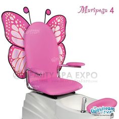 Every Princess Needs Her Beauty Spa. Gulfstream offers the Mariposa 4. This is an adorable pedicure unit designed for your smaller clients. White Acrylic Base with Pink Butterfly Chair comes as standard, however, Biscuit, Cappuccino or Black are available color options for the base. Mother/Daughter day can now be at your spa. Features • Manual Seat• The Shell Base Is Chemical Resistance• Pull Out Spray To Easily Clean The Tub• Adjustable Footrest• Color Therapy Mood Lights• Magnet Jet, Pipeless, Spa Chairs, Daughter Day, Kids Spa, Spa Chair, Pedicure Chair, Mood Lights, Daughters Day, Beauty Equipment, Butterfly Chair