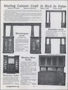 an old advertisement with many different types of cabinet doors and windows in it's history