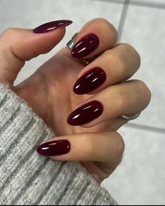 Red Ruby Red Nails Designs, Gel Nails Maroon, Garnet Red Nails, Dark Red Matte Nails, Deep Red Nails Acrylic, Ox Blood Nails, Crimson Red Nails, Dark Burgundy Nails, Ruby Red Nails