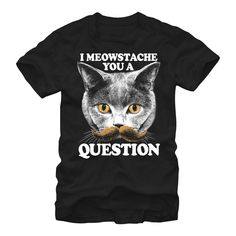 T Shirt Company, Cat Black, Men's Graphic T Shirt, White Letters, Cat Playing