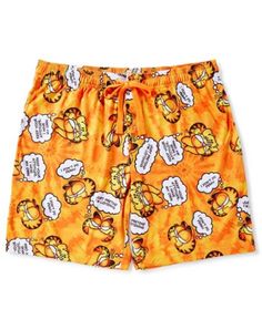 Get comfy as you relax in this funny Garfield lounge shorts! Whether you wear them around the house or as part of an outfit, Garfield's sayings are sure to make you smile! Officially licensed Drawstring closure Material: Polyester, spandex Care: Machine wash; tumble dry low Imported Funny Garfield, Fat Orange Cat, Cute Pajama Sets, Roblox Shirt, Fashion Bottoms, Cute Pajamas, Buy Buy, Lounge Shorts