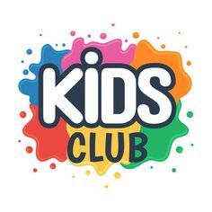 kids club logo with colorful paint splatters