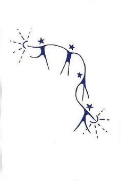 a blue ink drawing of stars on white paper