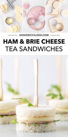 ham and brie cheese tea sandwiches with toothpicks