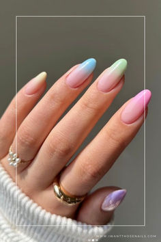 ombre rainbow nails Simple Nails Ombre, Ombre Rainbow Nails, Nail Designs Pastel, Rainbow Toe Nails, Nails Cute Simple, Rainbow Nail Ideas, Rainbow Nail Art Designs, Ambre Nails, Nail Routine