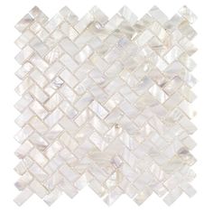 the white mother of pearl mosaic tile is shown