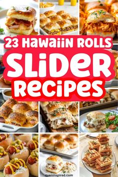 hawaiian rolls slider recipe collage with the words, 23 hawaiian rolls slider recipes