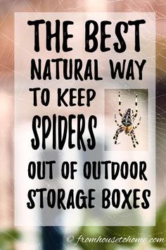 the best natural way to keep spider's out of outdoor storage boxes is with this sign