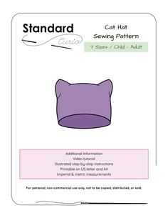 the sewing pattern for a cat hat