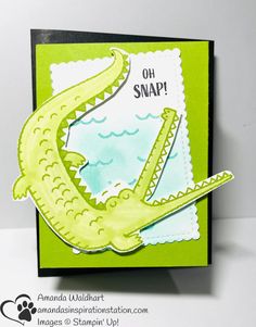 a close up of a card with an alligator on it's face and the words oh snap