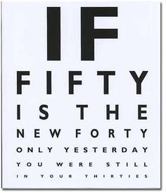 an eye chart with the words if fifty is the new forty