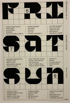 an image of a poster with numbers and symbols in black and white colors on it