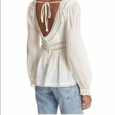 White Long Sleeve Lace Halter Top, Boho Tees, Free People Blouse, Rayon Top, Free People Top, Western Boho, Puff Sleeve Blouse, Boho Blouses