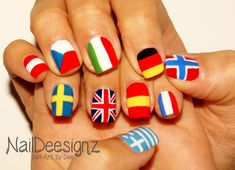 NailDeesignz European Languages Day Nail Art Europe Nails, Nails Plain, Natural Nail Art, Tropical Patterns, European Languages, Nail Pictures