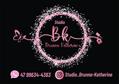 the business card for studio blk, featuring pink and white sparkles in a circle