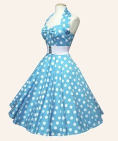 50s Halterneck Polka dot Dress from Vivien of Holloway 1950s Dresses, 1950 Fashion, 50s Style