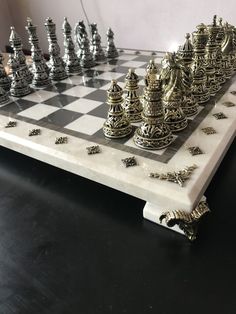 a chess board with several pieces on it