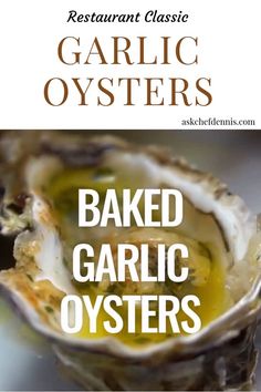 baked garlic oysters with text overlay