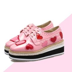 Creepy Cute Fashion, Oxford Wedges, Black Wedge Shoes, Platform Wedges Shoes, Dream Aesthetic, Wedges Shoes, Buckled Flats, Oxford Heels, Cute Sneakers