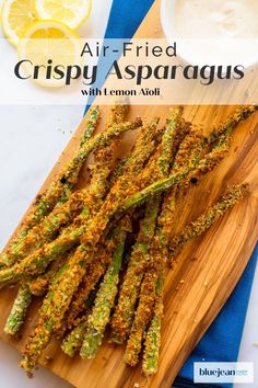 air fried crispy asparagus with lemon aioli