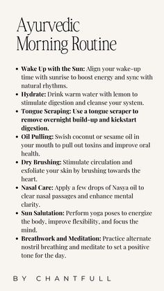 Start your day with an Ayurvedic morning routine for balance and vitality! 🌅 Discover ancient practices for a healthier lifestyle. #Ayurveda #MorningRoutine #Wellness #HolisticHealth #SelfCare #NaturalLiving #MindBodySpirit #HealthyHabits #Balance #Vitality Spiritual Morning Routine Aesthetic, Balanced Morning Routine, Ayurveda Morning Routine, Ayurvedic Morning Routine, Ayurveda Aesthetic, Building Routines, Miracle Morning Routine, Ayurvedic Therapy, Ayurveda Lifestyle