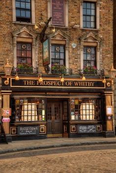 the prospect of whitby pub on an old brick building in london, england