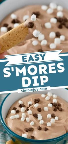 an easy s'mores dip in a bowl with marshmallows