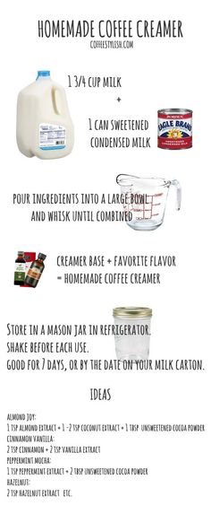 a recipe for homemade coffee creamer with instructions on how to make it in minutes