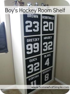 Boys Hockey Bedroom, Hockey Room Decor, Boys Room Diy, Hockey Bedroom, Hockey Room, Hockey Decor, Boys Hockey, Sports Room