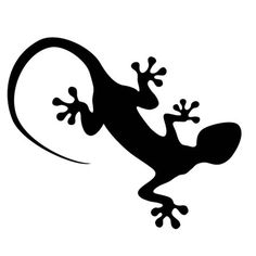 a black and white silhouette of a geckole on a white background royalty illustration