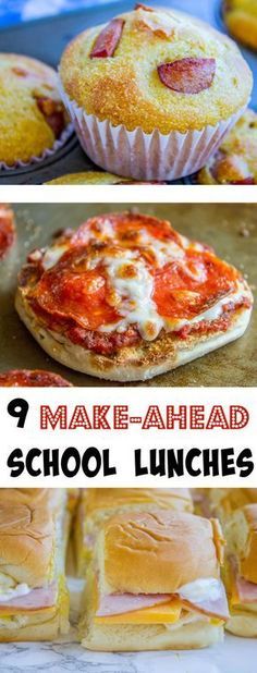 some food that is sitting on top of a pan with the words make - ahead school lunches