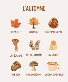 an autumn poster with the words'l'autonome'in different languages