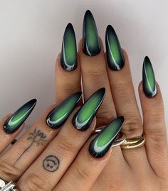 SALOMÉ 😈 NAIL ARTIST | Space aura for @julieferrat 👽💚 #nails #nailart #gelx #apresnails #nailartist #thegelbottle #auranails | Instagram Green Glass Nails, Green Aura Nails, Artist Space, Wicked Costumes, Nagel Design, Airbrush Nails, Vintage Nails