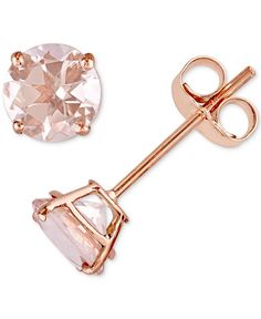 Simple pastel sparkle emanates from these chic morganite stud earrings. Morganite Jewelry, Morganite Earrings, Morganite Gemstone, Wedding Studs, Rose Gold Earrings Studs, Rose Gold Morganite, Rose Gold Studs, Solitaire Earrings, Solitaire Studs