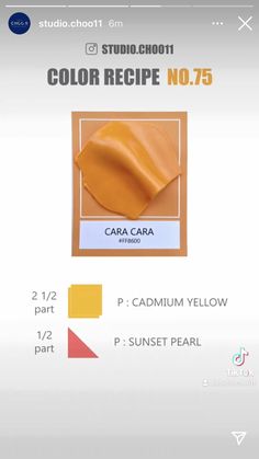 the color recipe for cara caramel yellow is shown in this screenshoto screen shot