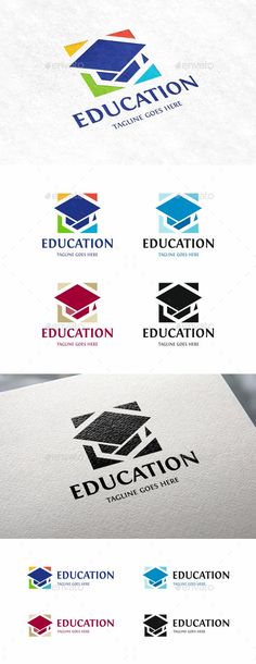 the logo for education is shown in multiple colors and sizes, including red, green, blue