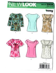 Sewing Tops For Women Pattern, Tops For Women Pattern, Ruffle Shirt Pattern, Sewing Tops For Women, Womens Blouse Pattern, New Look Tops, Sewing Top, New Look Patterns, Trendy Sewing Patterns