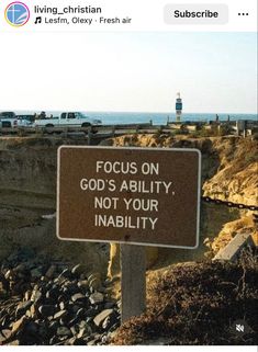 a sign that says focus on god's ability, not your inability