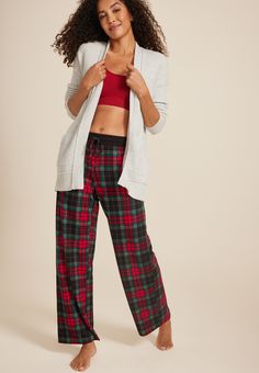 Tartan Plaid Hacci Wide Leg Pajama Pants - New Jeans Top, Wide Leg Pajama Pants, Maternity Pajamas, Skirt Crop, Sleep And Loungewear, Curvy Jeans, Shoes With Jeans, List Style, Plus Dresses