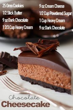 the chocolate cheesecake is ready to be eaten with its toppings and ingredients on it