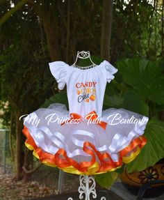 Baby Girls Candy Corn Tutu Candy Corn Tutu Dress Candy Corn Ribbon Tutu Candy Corn Cutie Halloween Tutu Halloween Tutu Girls Halloween Tutus Halloween Tutus, Sister Outfits, Disney Princess Dresses, Cinderella Dresses, Girls Halloween