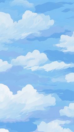 the sky is filled with white clouds and blue skies