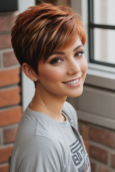 Auburn Hair Color Ideas Short Spiked Hair, Short Hair Images, Short Choppy Hair, Very Short Hair, Short Hair Color